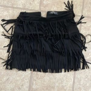 Kittenish medium black fringe skirt new w/tags